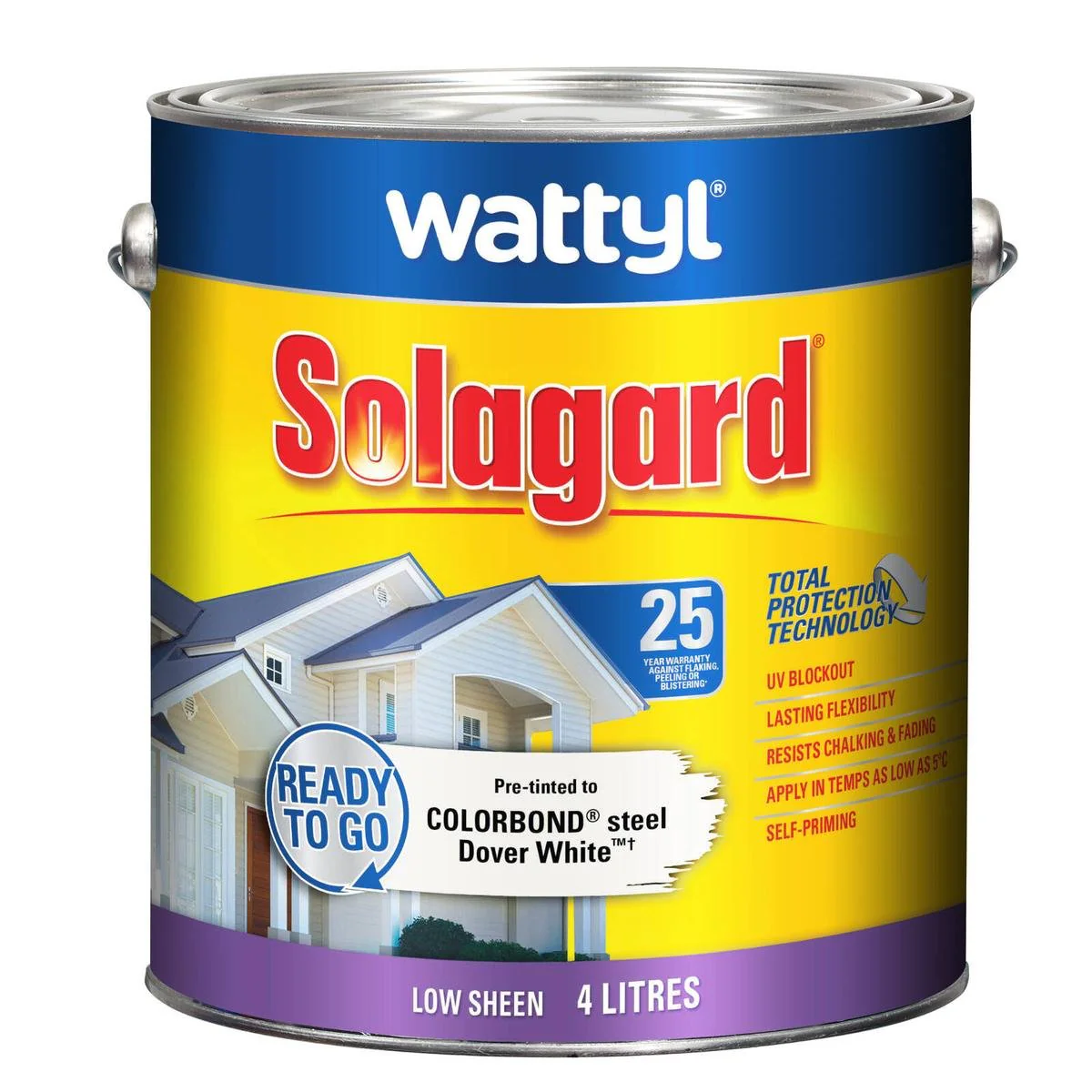 Wattyl Solagard Exterior Paint - 4L - Dover White - Low Sheen - Durable Protection