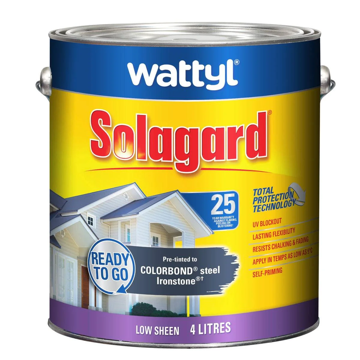 Wattyl Solagard Exterior Paint 4L - Pre Tinted Ironstone - Low Sheen - UV Resistant