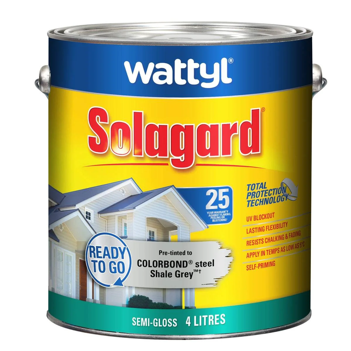 Wattyl Solagard Semi Gloss Exterior Paint 4L - Shale Grey - 4L - UV Protection