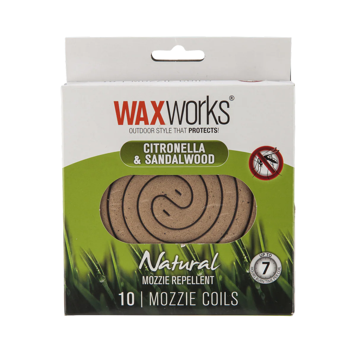 Waxworks Citronella Sandalwood Mosquito Repellent Coil 10 Pack - 120mm x 146mm - Outdoor Use