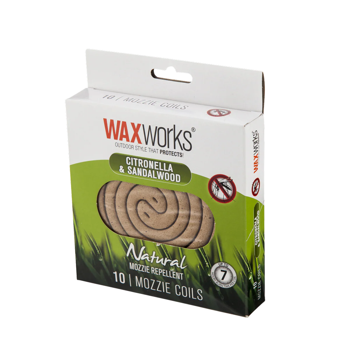 Waxworks Citronella Sandalwood Mosquito Repellent Coil 10 Pack - 120mm x 146mm - Outdoor Use - Image 2