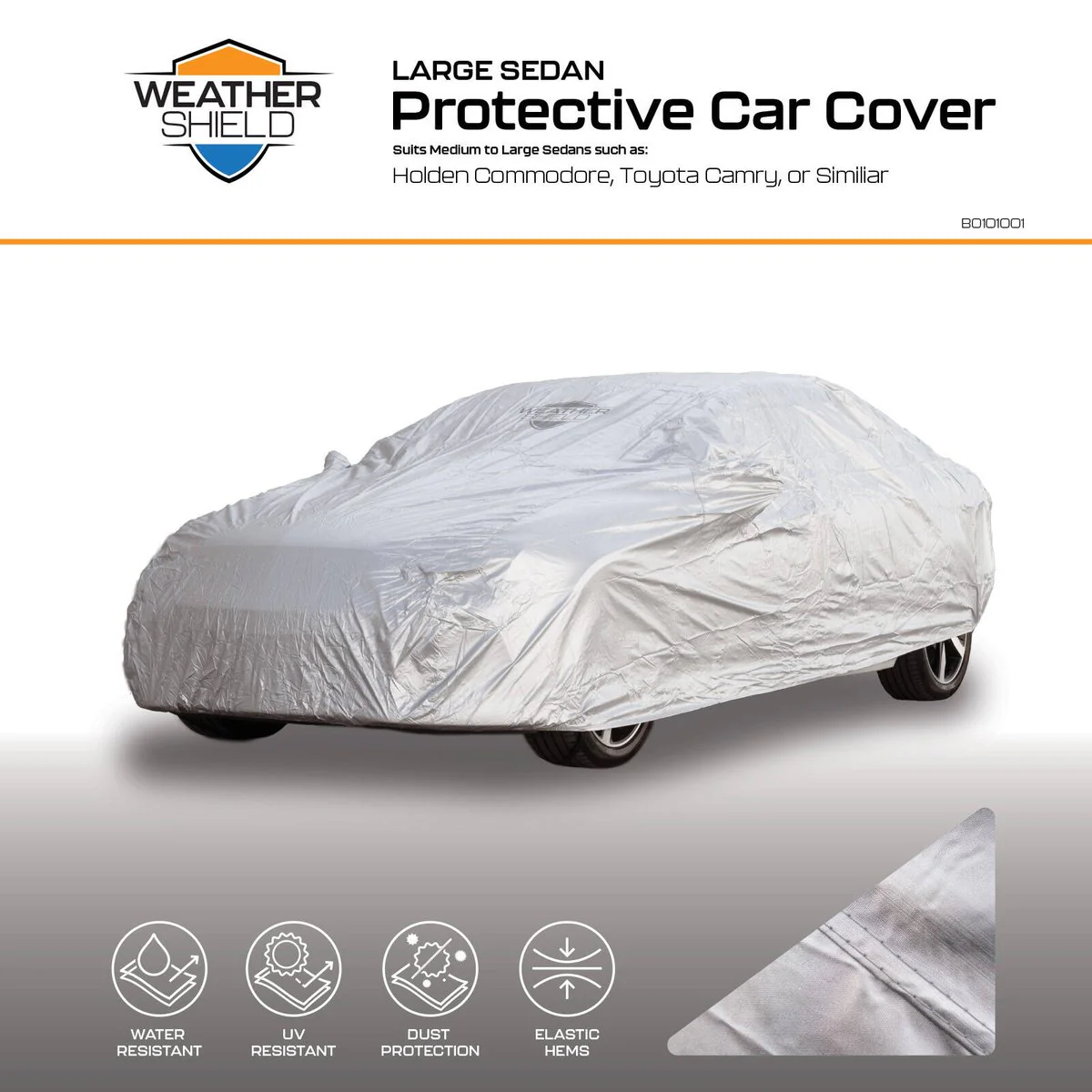 Weathershield Outdoor Sedan Car Cover - 1500mm x 4900mm - Silver - Weather-Resistant - Image 2