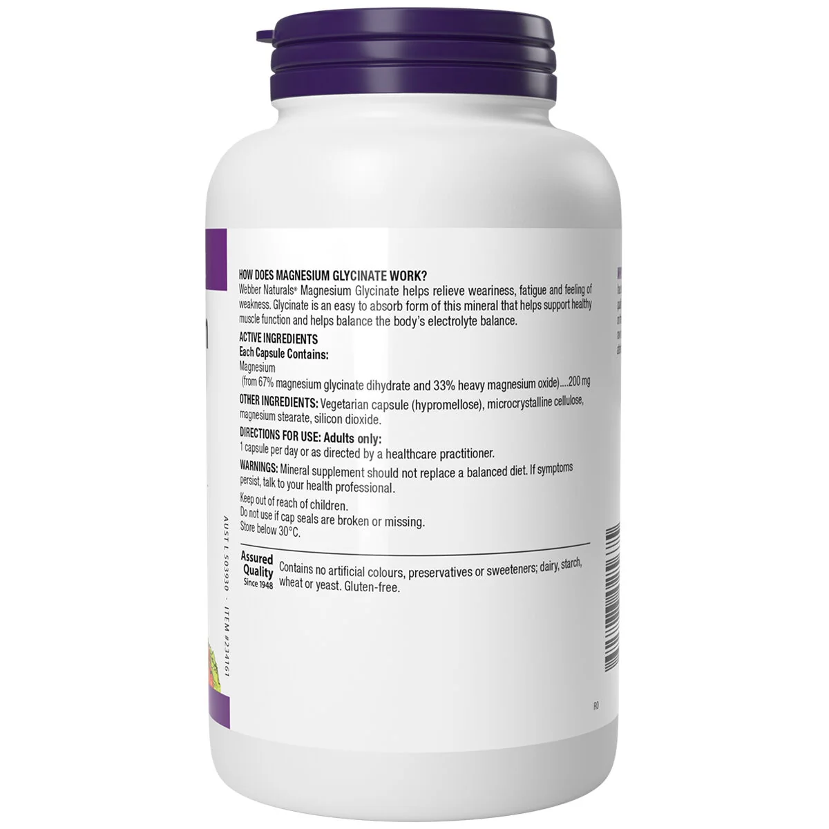 Webber Naturals Magnesium Glycinate 200mg 210 Tablets Gentle WN2567 - Image 2