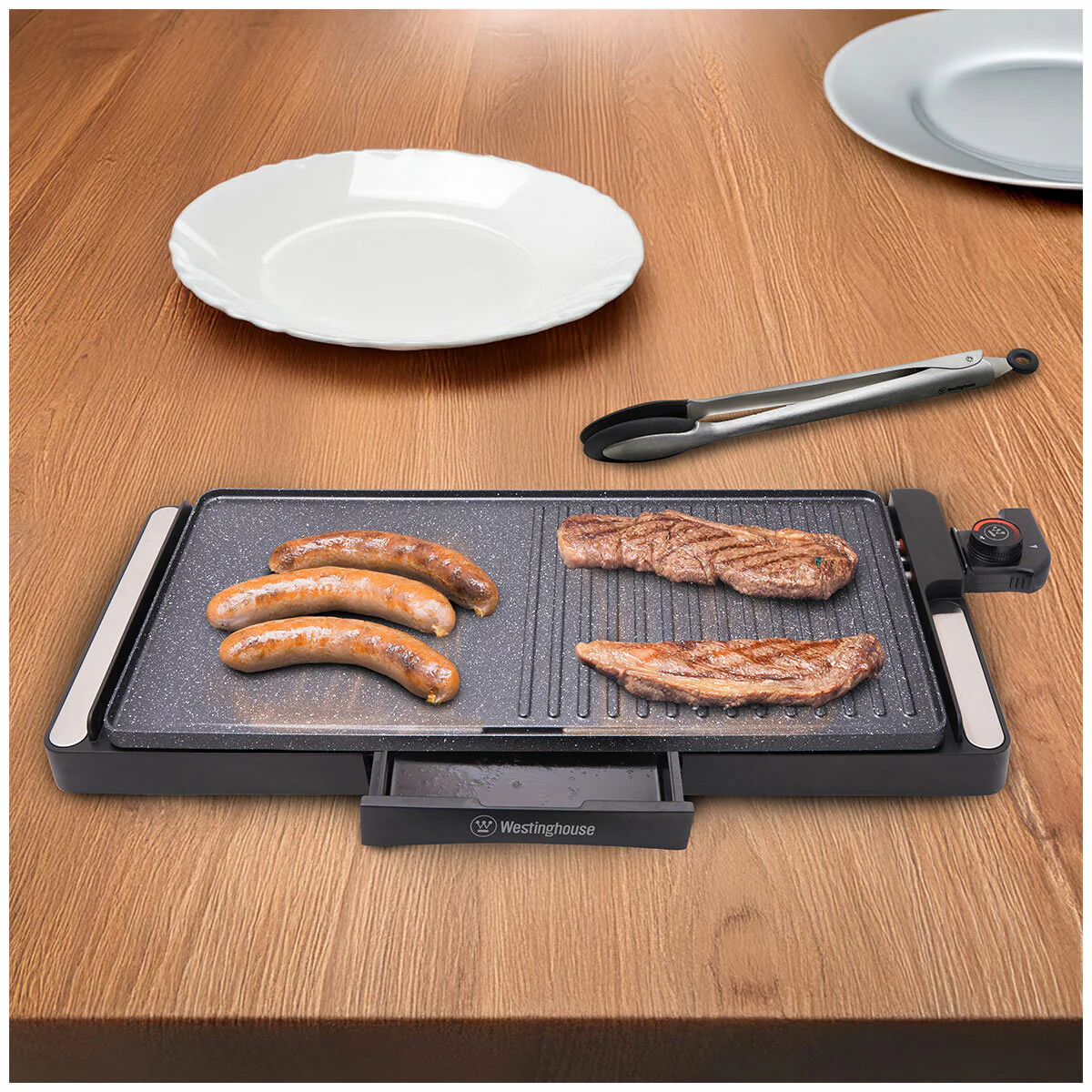 Westinghouse Compact Electric Grill Non-Stick WHEG01K Black Stone Finish - Image 5
