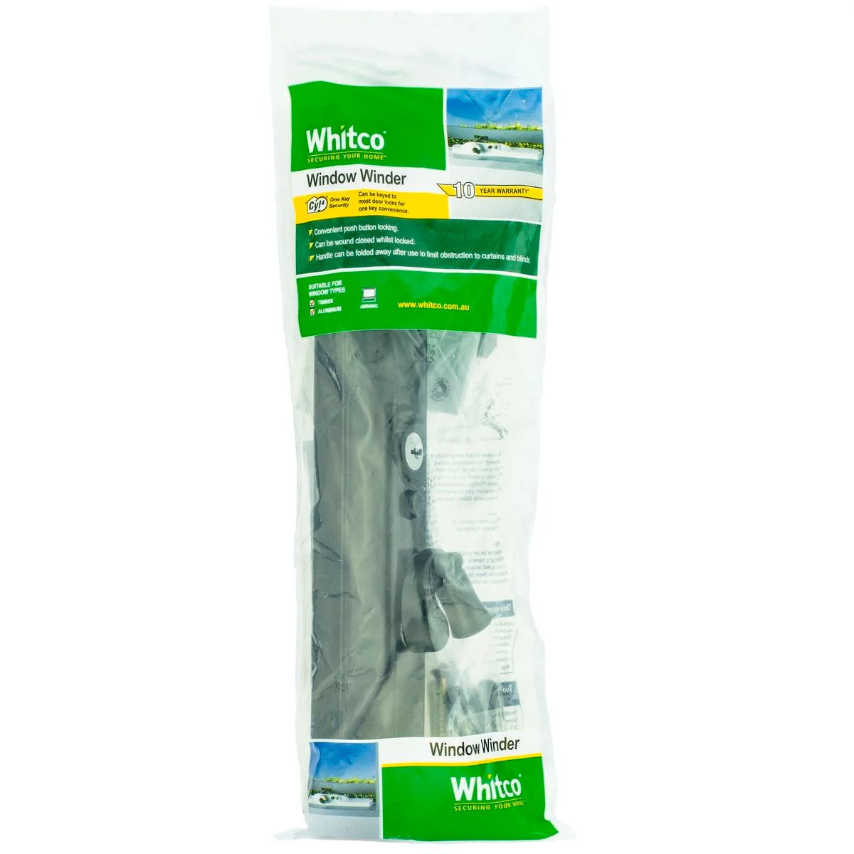 Whitco Black Lockable Window Winder - 300mm Opening - Zinc Diecast