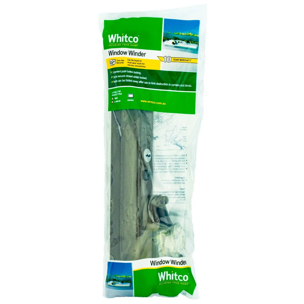 Whitco Brown Lockable Window Winder - 300mm Opening - CYL4® Locking