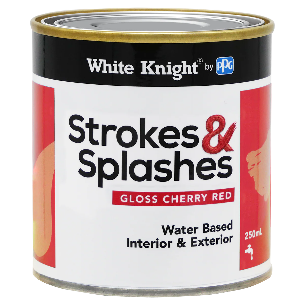 White Knight Cherry Red 250ml Strokes and Splashes Paint Water Based