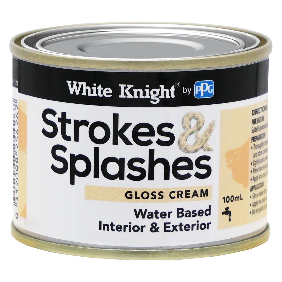 White Knight Cream Strokes and Splashes Paint 100ml Water Based Gloss
