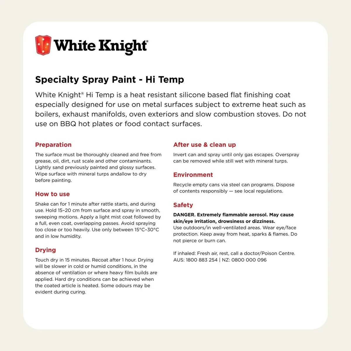 White Knight Hi Temp Spray Paint - 300g - Aluminium - Heat Resistant - Image 5