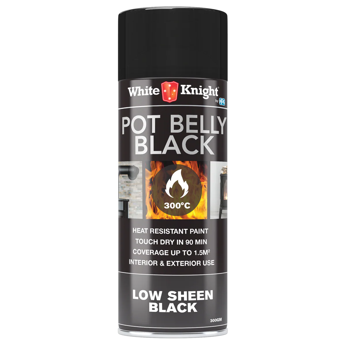 White Knight Hi Temp Spray Paint 300g Black Low Sheen Durable Finish