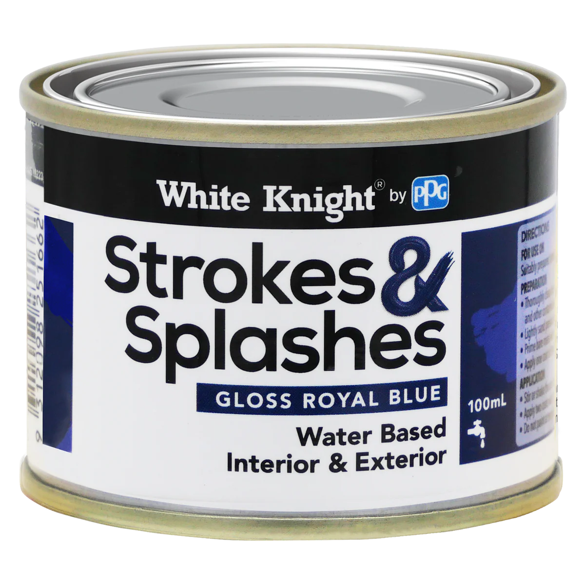 White Knight Royal Blue Strokes and Splashes Paint 100ml Water Based