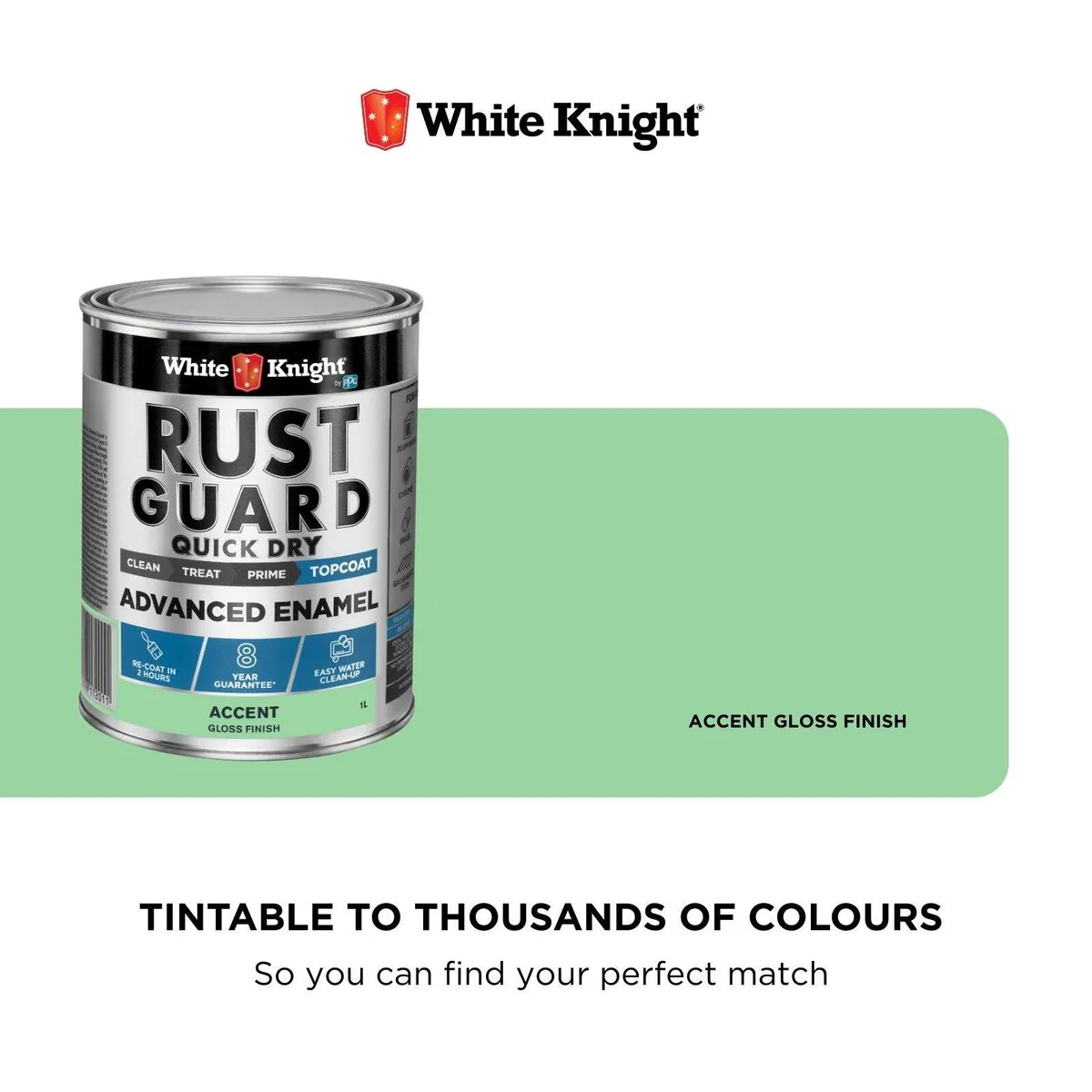 White Knight Rust Guard 1L Accent Gloss Enamel Paint - Quick Dry - Metal Use - Image 4