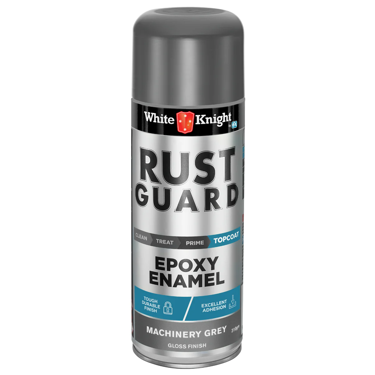 White Knight Rust Guard 310g Epoxy Enamel Spray Paint - Machinery Grey - UV-Resistant - Durable - Quick Dry