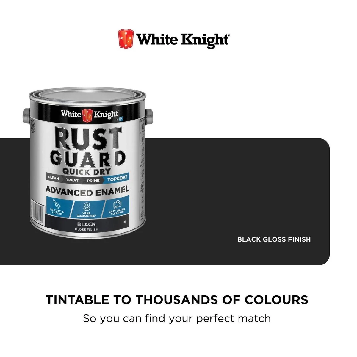 White Knight Rust Guard 4L Black Gloss Enamel Paint - Quick Dry - Metal Use - Image 4