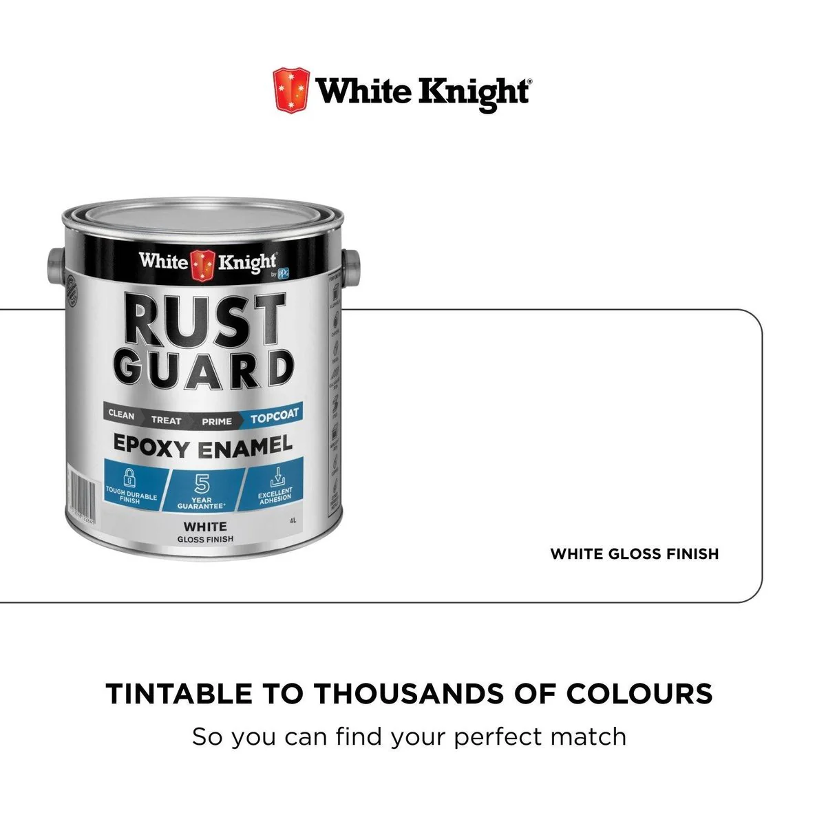 White Knight Rust Guard 4L Epoxy Enamel Paint - White Gloss - UV-Resistant - Image 4