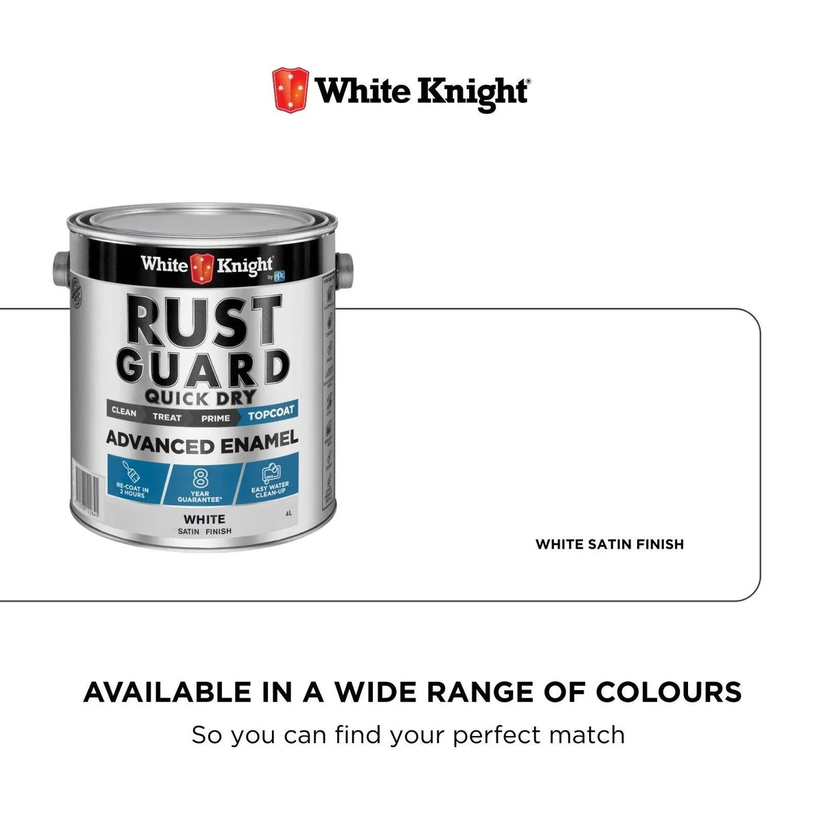 White Knight Rust Guard Advanced Enamel Paint 4L - White Satin - Quick Dry - Image 4