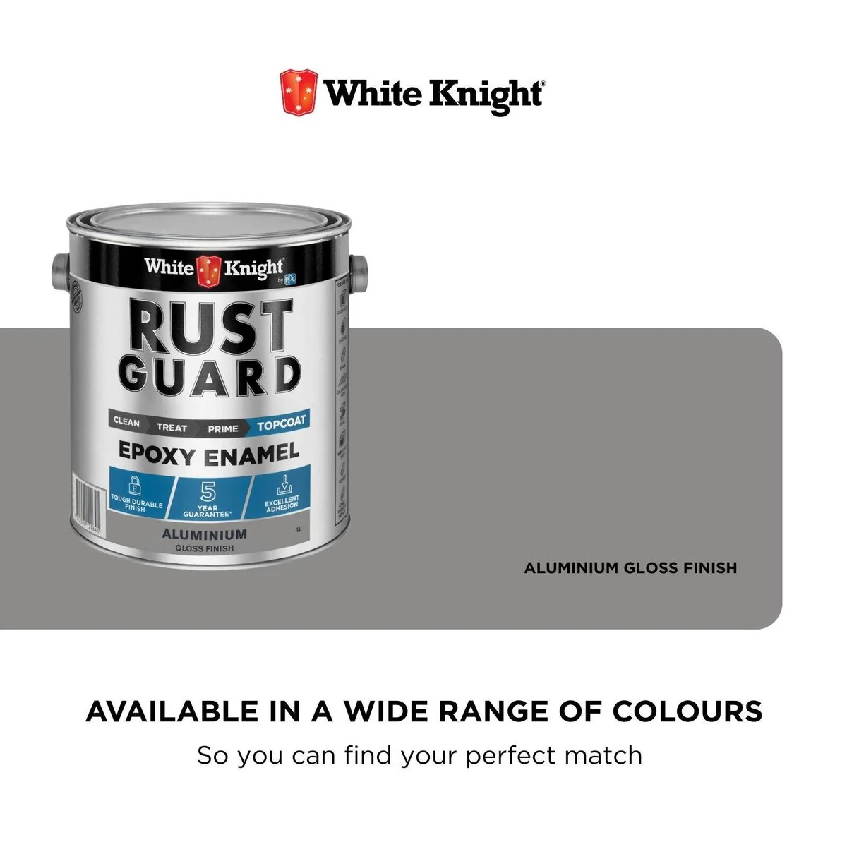 White Knight Rust Guard Aluminium Gloss Epoxy Enamel Paint 4L - UV-Resistant, Durable - Image 4