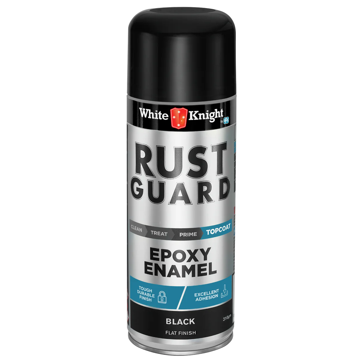 White Knight Rust Guard Black Flat Epoxy Enamel Spray Paint 310g Durable