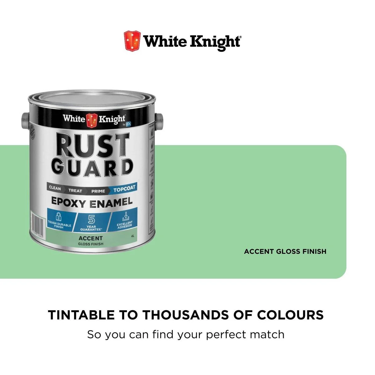 White Knight Rust Guard Epoxy Enamel Paint - 4L - Accent Gloss - UV-Resistant - Image 4