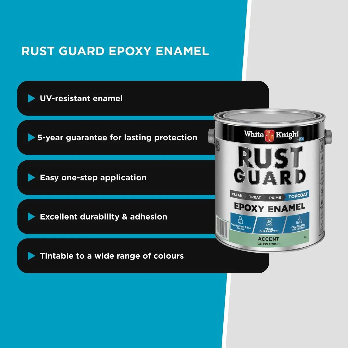 White Knight Rust Guard Epoxy Enamel Paint - 4L - Accent Gloss - UV-Resistant - Image 5