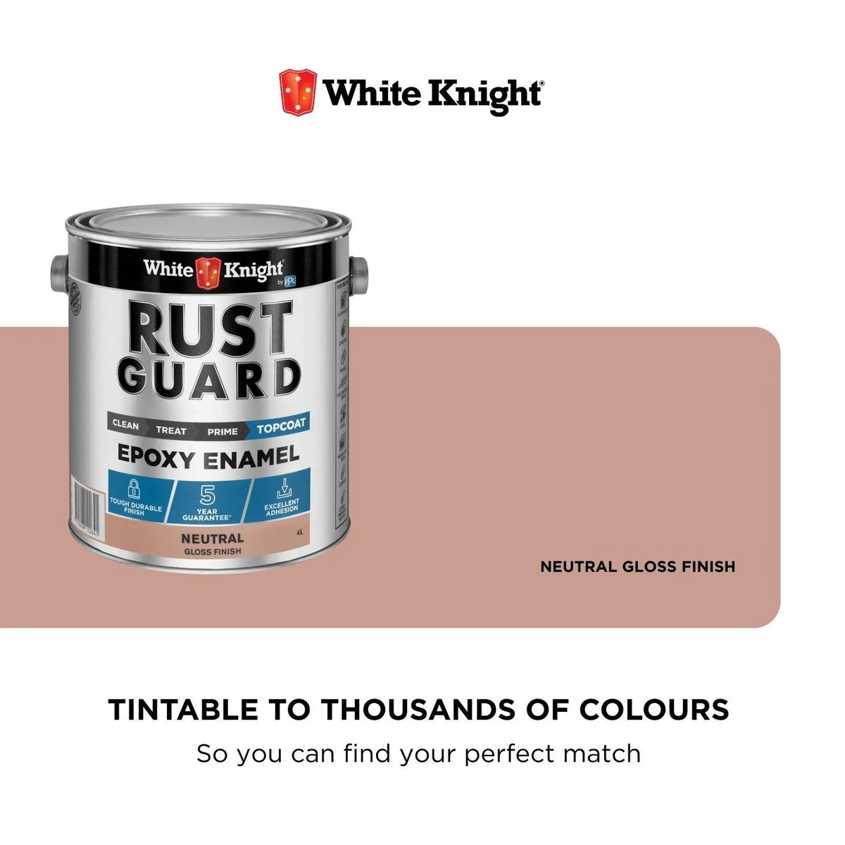White Knight Rust Guard Epoxy Enamel Paint 4L - Neutral Gloss - UV-Resistant - Image 4