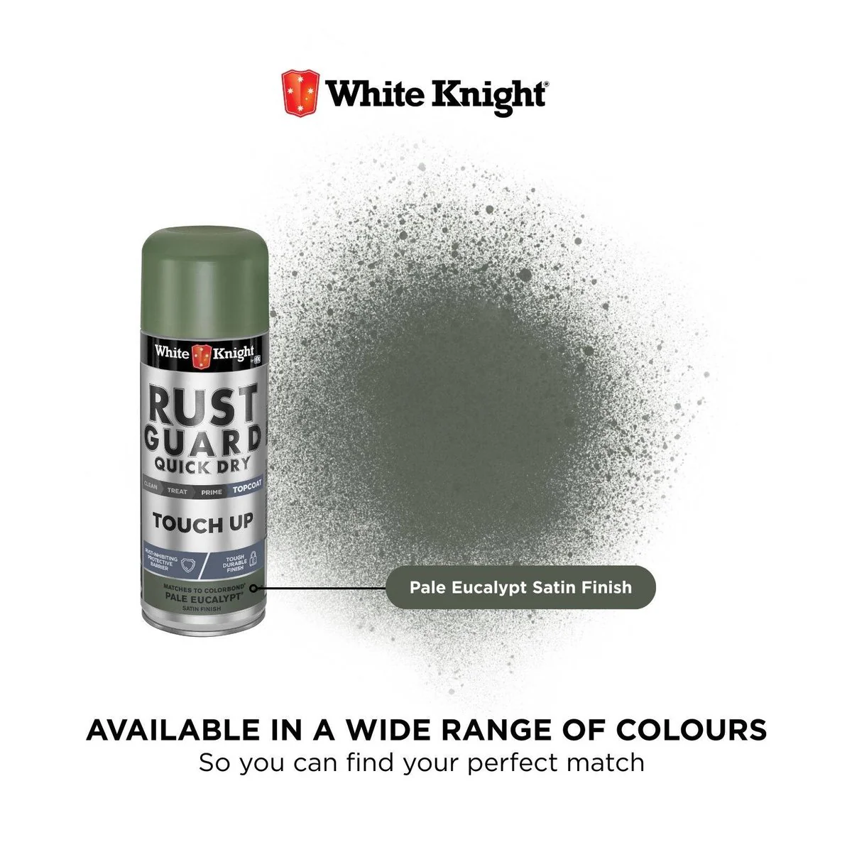 White Knight Rust Guard Spray Paint - 300g - Pale Eucalypt - Acrylic - Quick Drying - Image 3