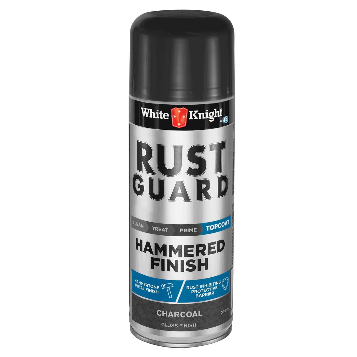 White Knight Rust Guard Spray Paint 350g Charcoal Gloss Hammered Finish