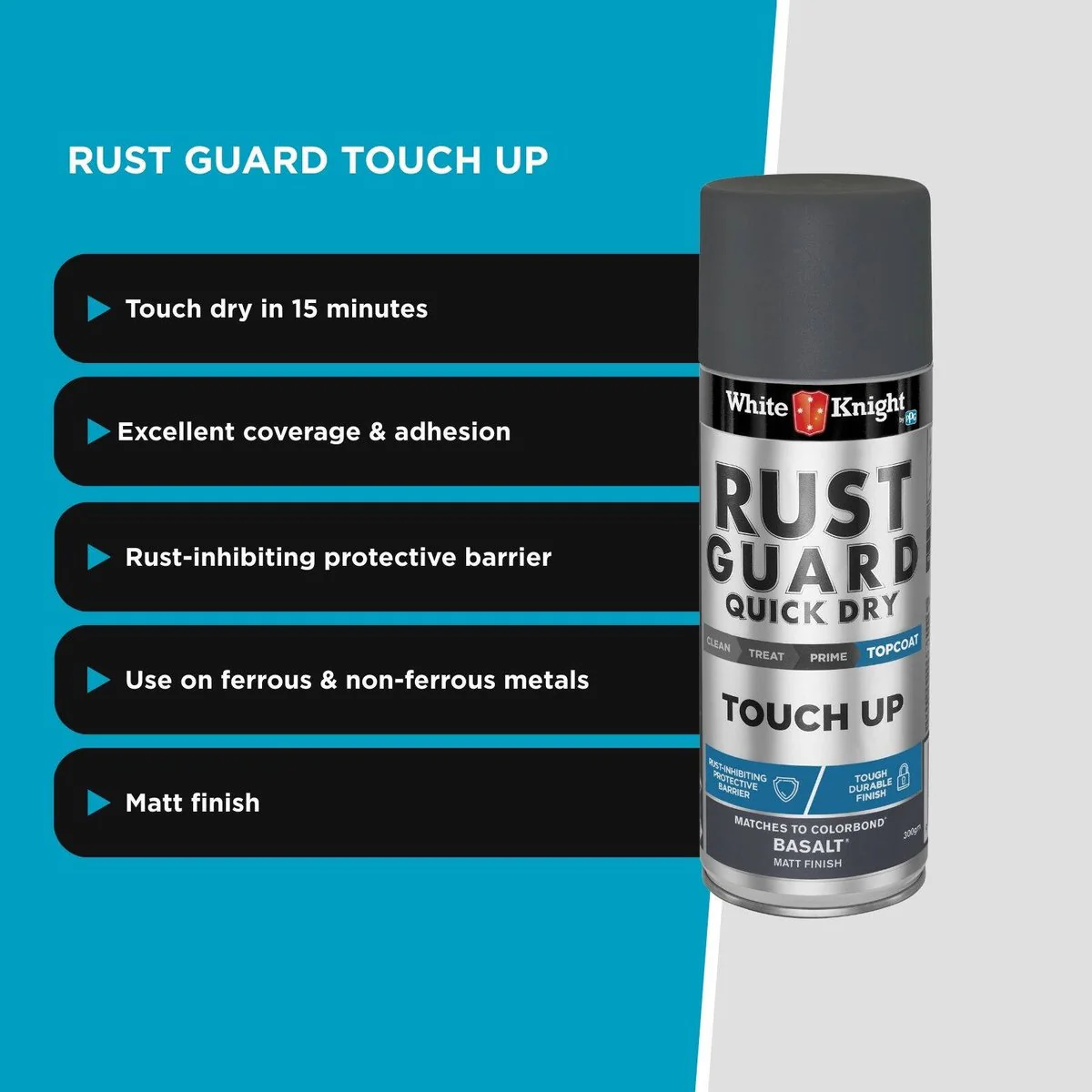 White Knight Rust Guard Touch Up Spray Paint 300g Basalt Matt - Image 4