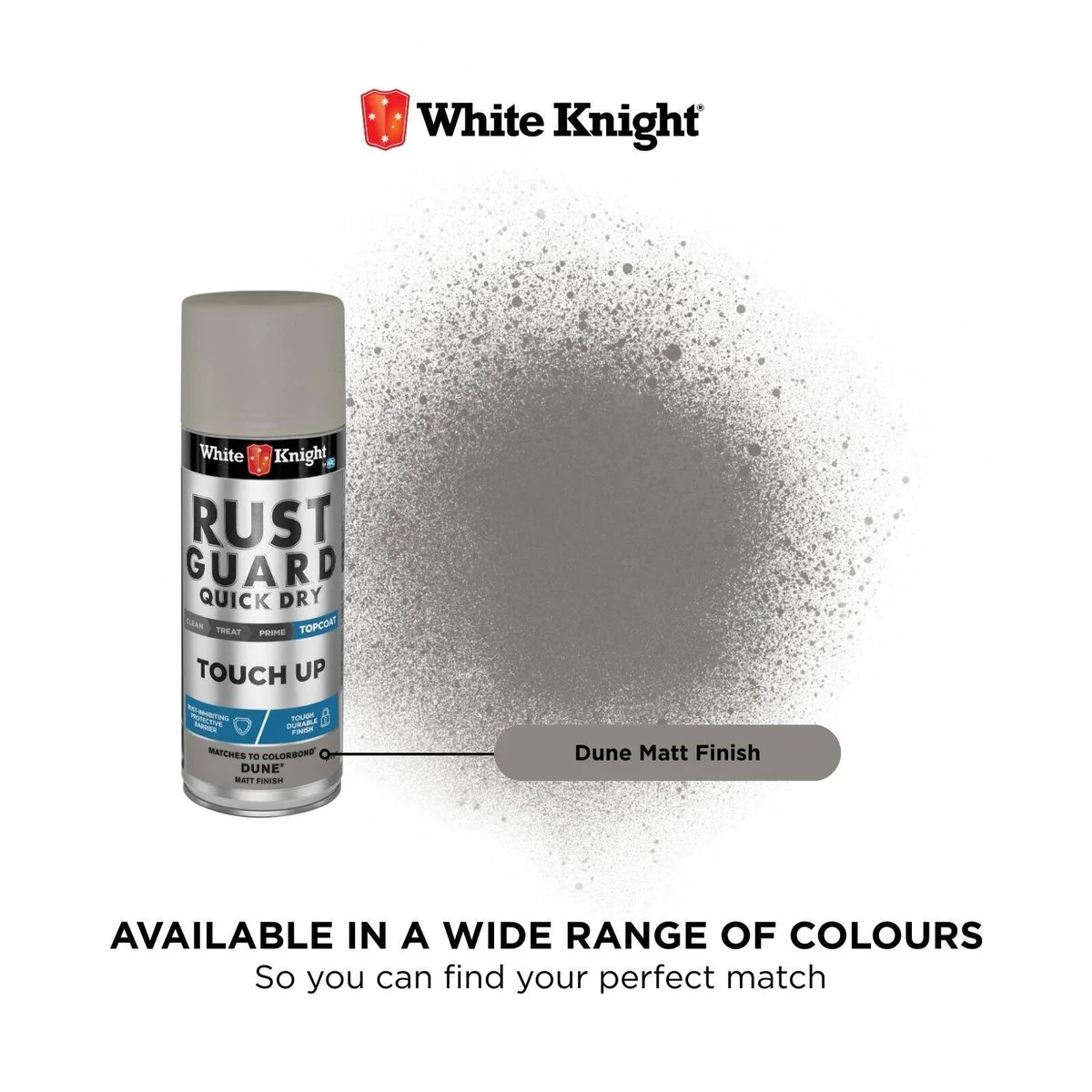 White Knight Rust Guard Touch Up Spray Paint 300g Dune Matt 0.3L - Image 3