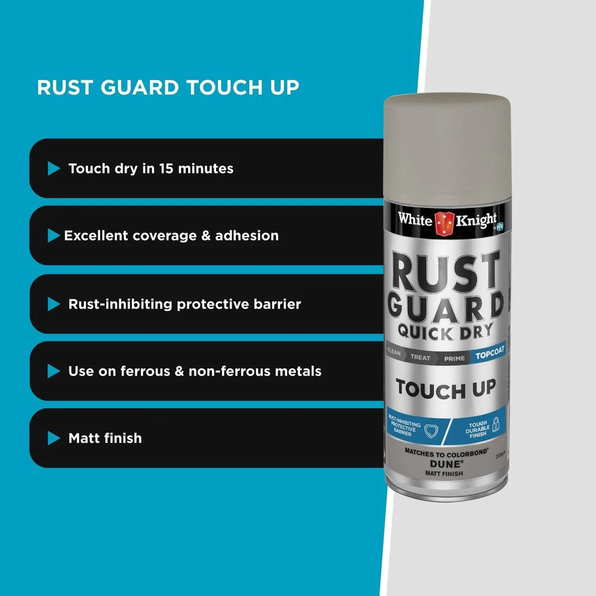 White Knight Rust Guard Touch Up Spray Paint 300g Dune Matt 0.3L - Image 4