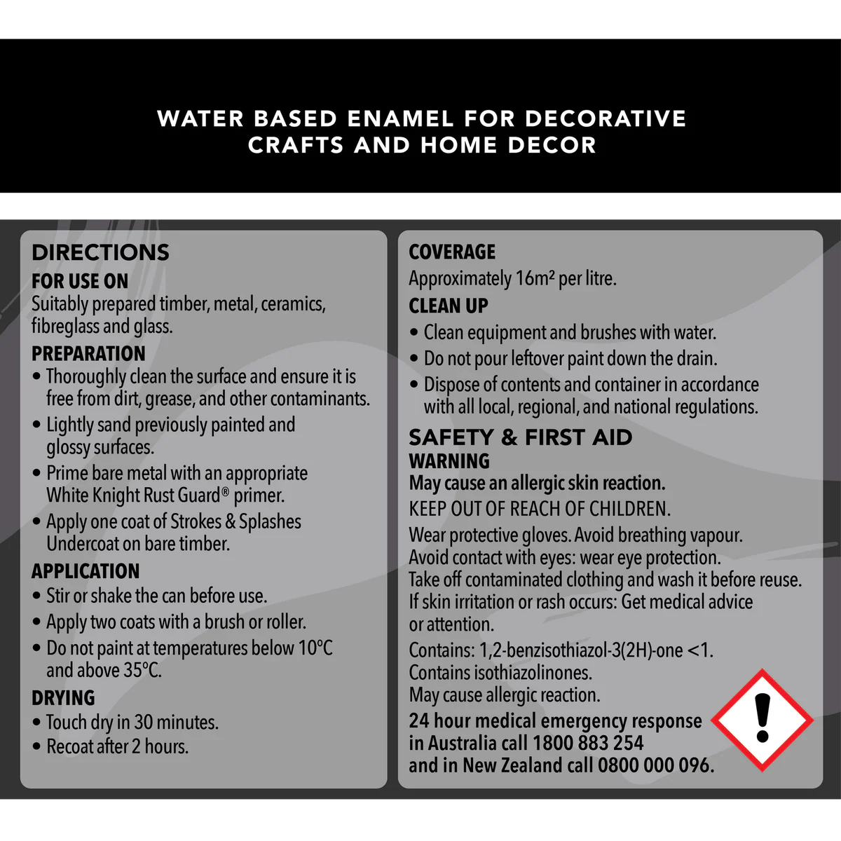 White Knight Strokes and Splashes - 250ml - Water Based - Quick Drying - Image 2