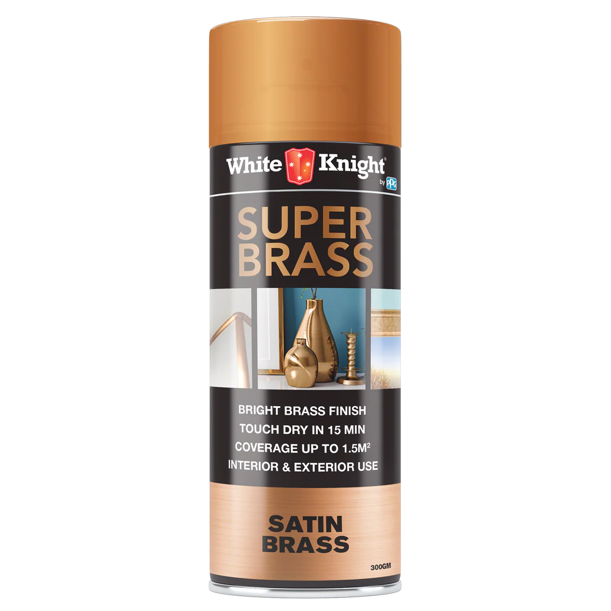 White Knight Super Brass Spray Paint - 300g - Satin Finish - Durable