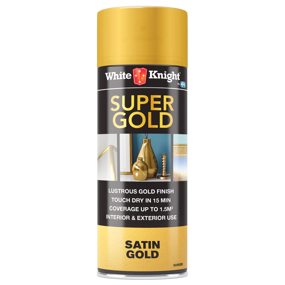 White Knight Super Gold Spray Paint - 300g - Solvent Based - Fast Drying