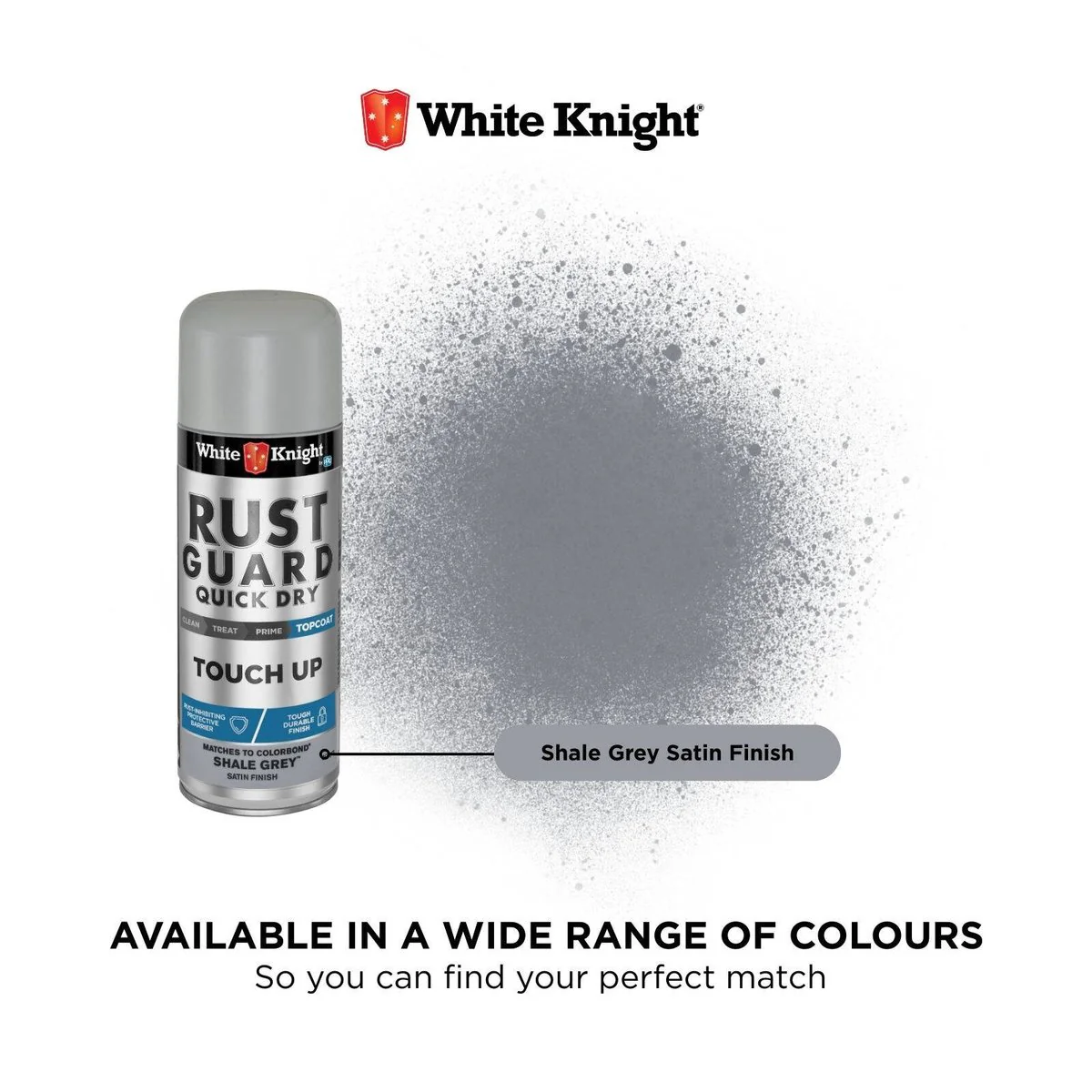 White Knight Touch Up Spray Paint - 300g - Shale Grey - Acrylic - Quick Drying - Image 2