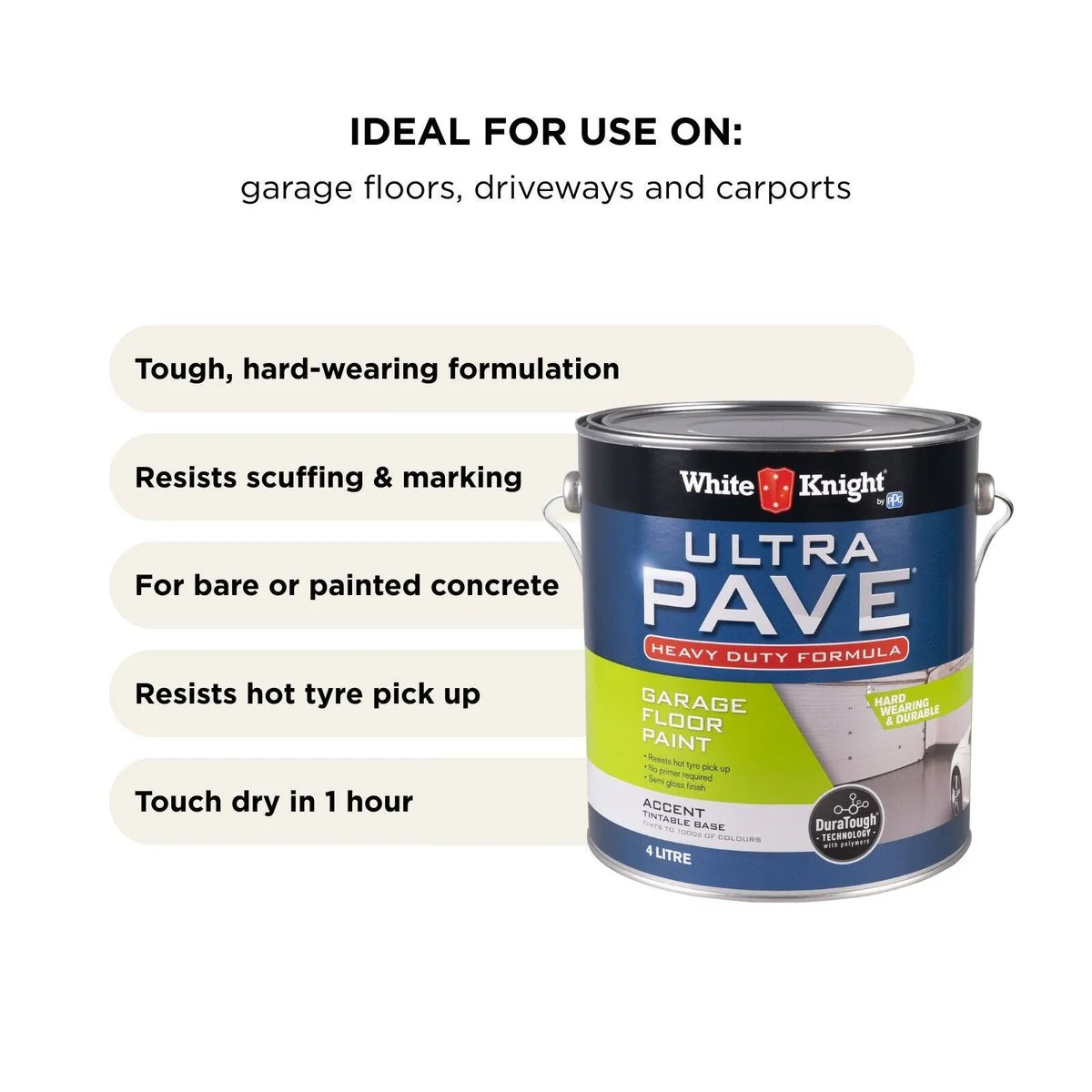 White Knight Ultra Pave 4L Garage Floor Paint - Accent - Heavy Duty - Oil Resistant - Image 4