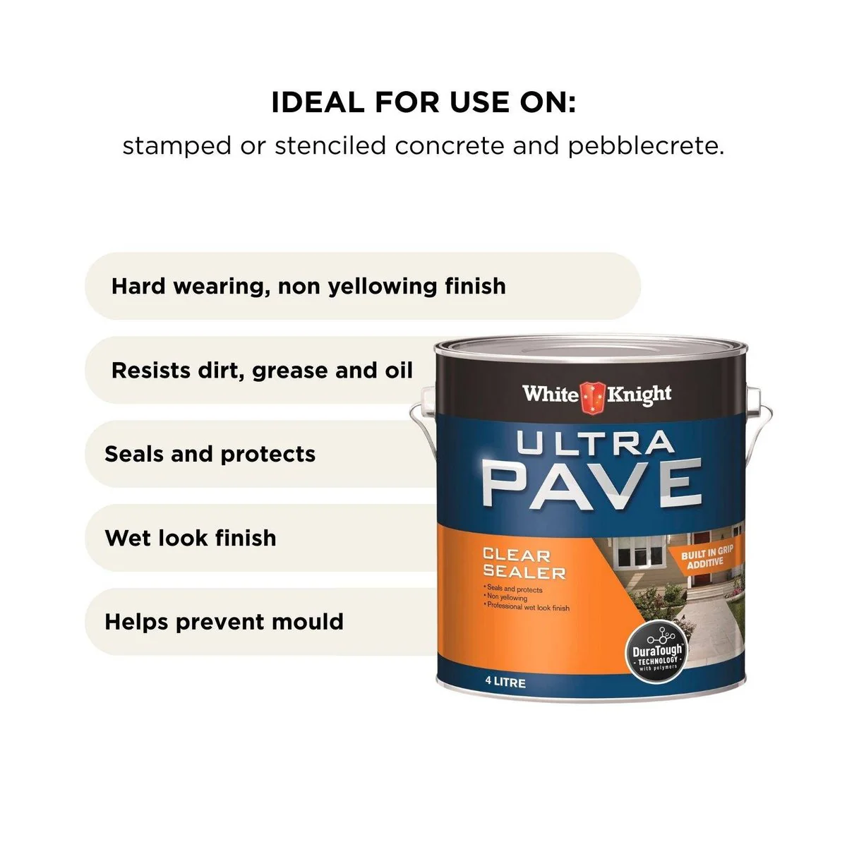 White Knight Ultra Pave Clear Sealer - 4L - Clear - Durable Acrylic Finish - Image 3