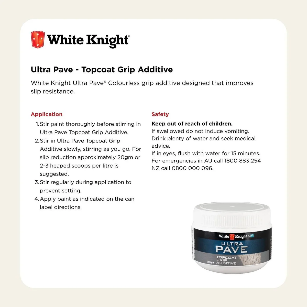 White Knight Ultra Pave Grip Additive - 200g - Colourless - Non-Slip - Image 5