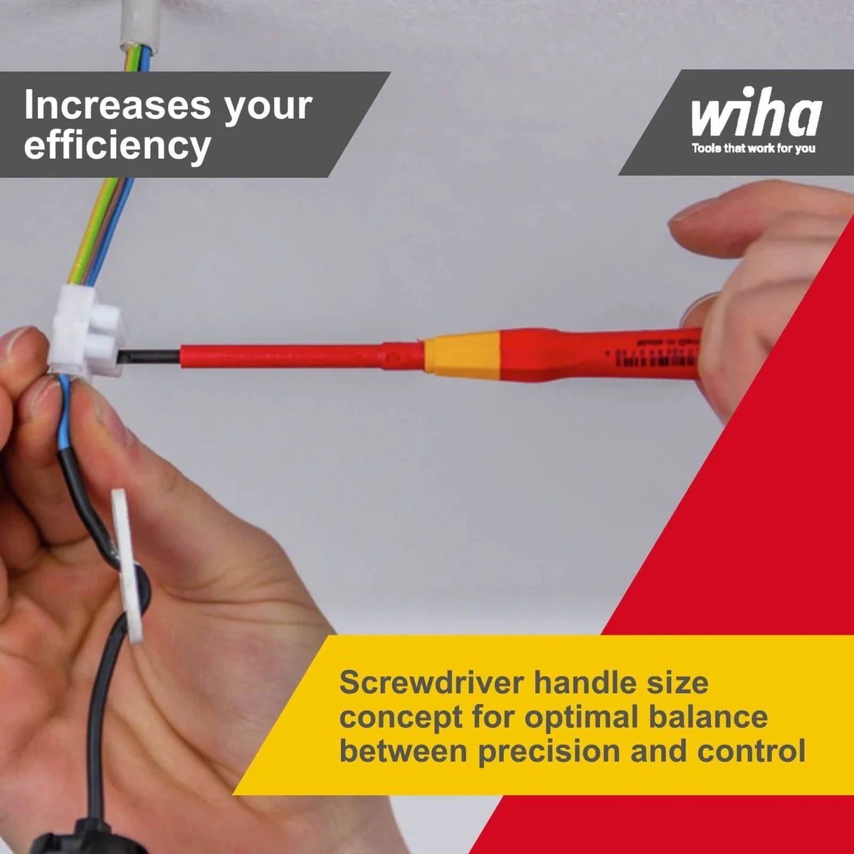 Wiha 9 Piece VDE Insulated Screwdriver Set - 167mm - Red/Yellow - Ergonomic Design - Image 5