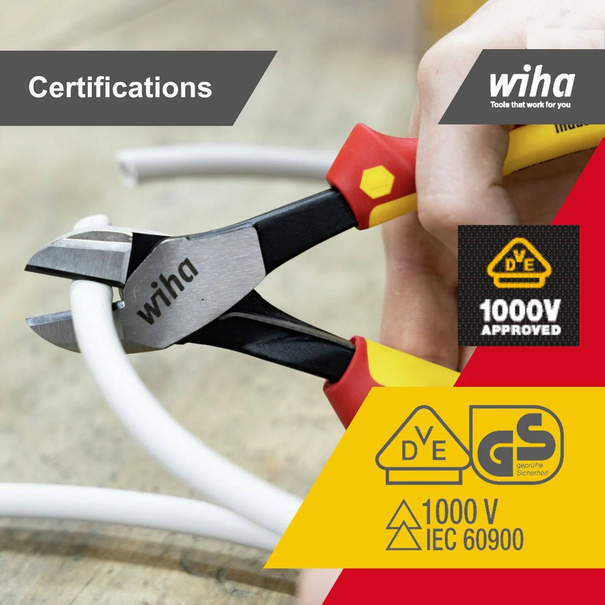 Wiha 200mm VDE 1000V Industrial Electric Diagonal Pliers - Multi - Image 3