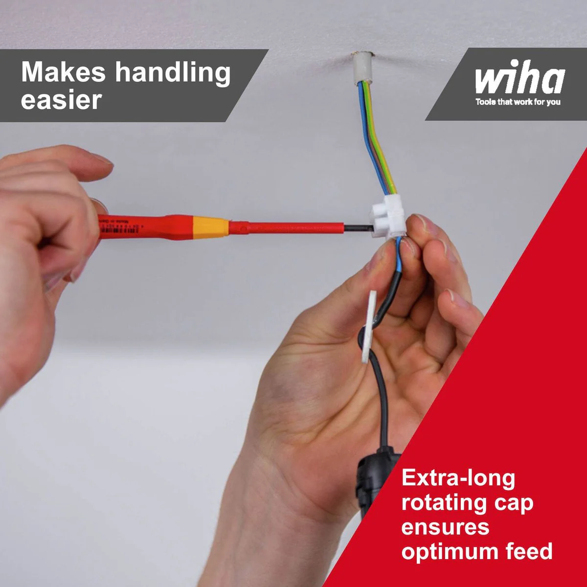 Wiha Precision Insulated Electricians Screwdriver - 3.5 x 65mm - Red - Chrome-vanadium-molybdenum Steel - VDE Certified - Image 4