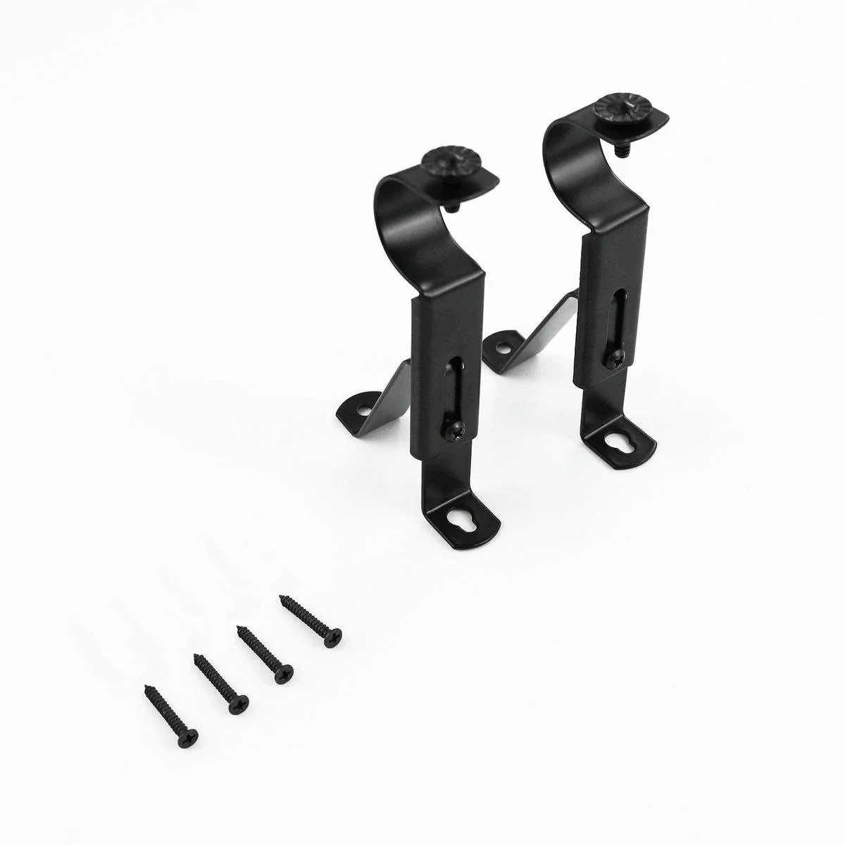 Windoware 25mm Black Adjustable Curtain Bracket 2 Pack - Metal Support