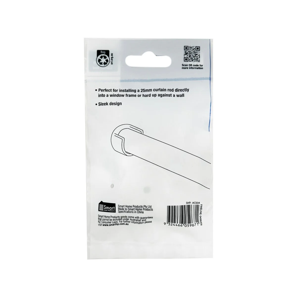Windoware 25mm White Curtain Rod Stirrup Bracket 2 Pack - Secure Installation - Versatile Mounting - Image 3
