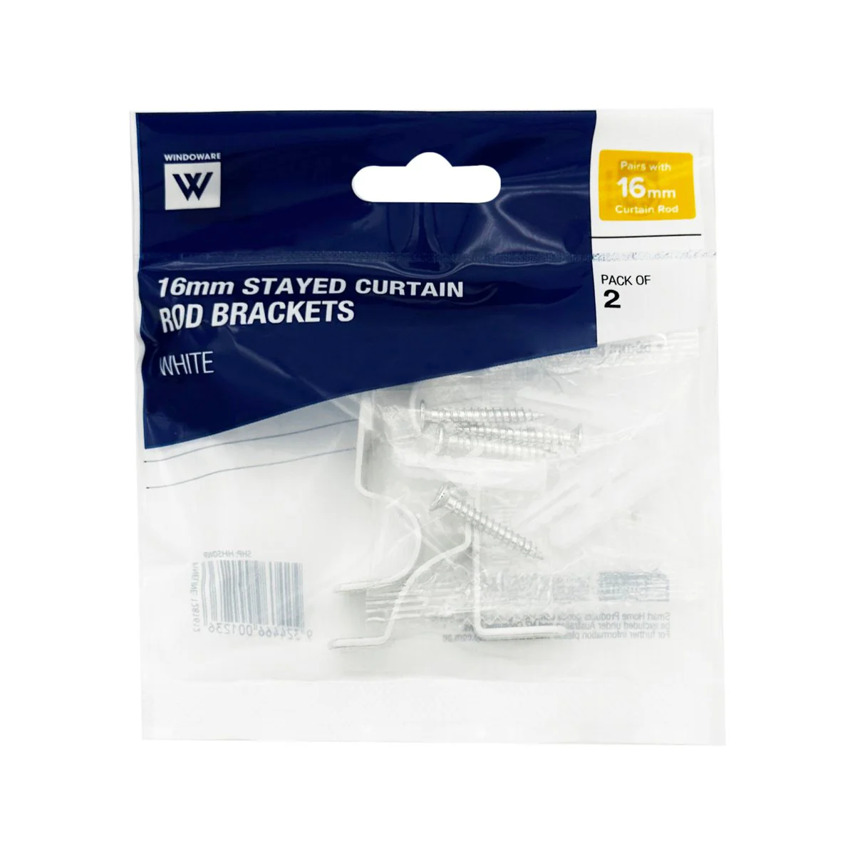 Windoware 50mm White Single Stayed Curtain Rod Bracket 2 Pack - Image 4