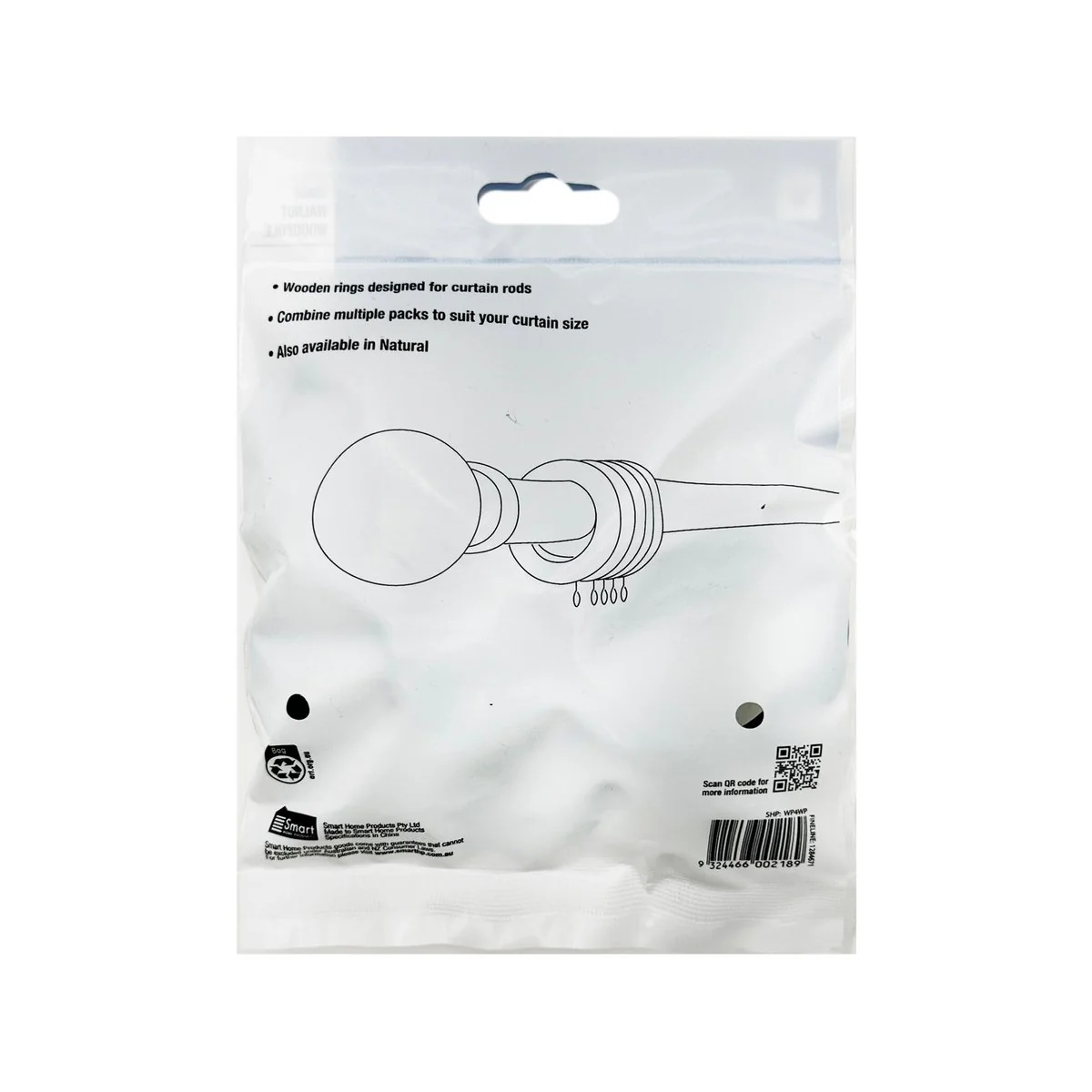 Windoware Curtain Rings - 33mm - Walnut - 5 Pack - Image 5