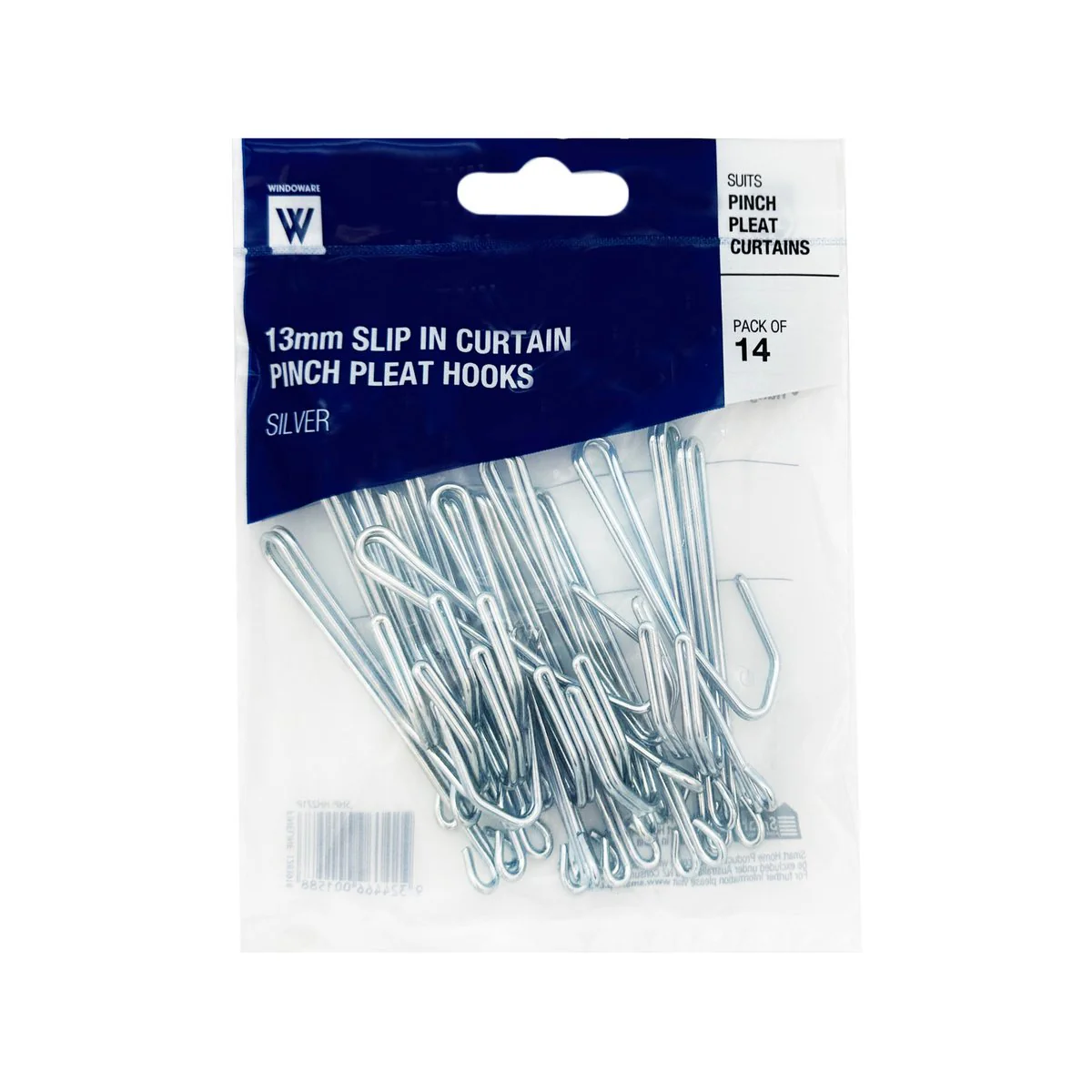 Windoware Slip in Curtain Hook - 13mm - Shiny Metal - Zinc - 14 Pack - Image 4