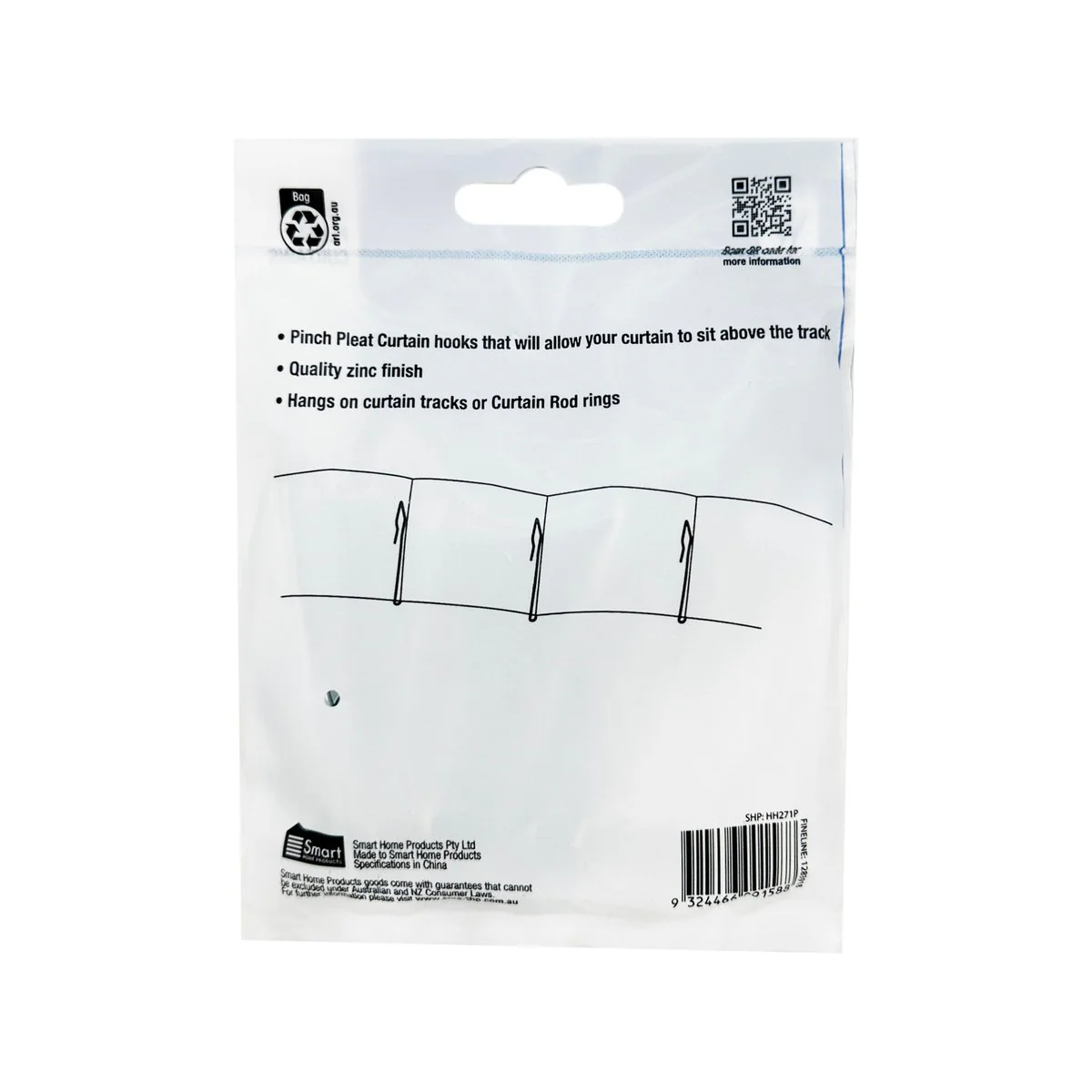 Windoware Slip in Curtain Hook - 13mm - Shiny Metal - Zinc - 14 Pack - Image 5
