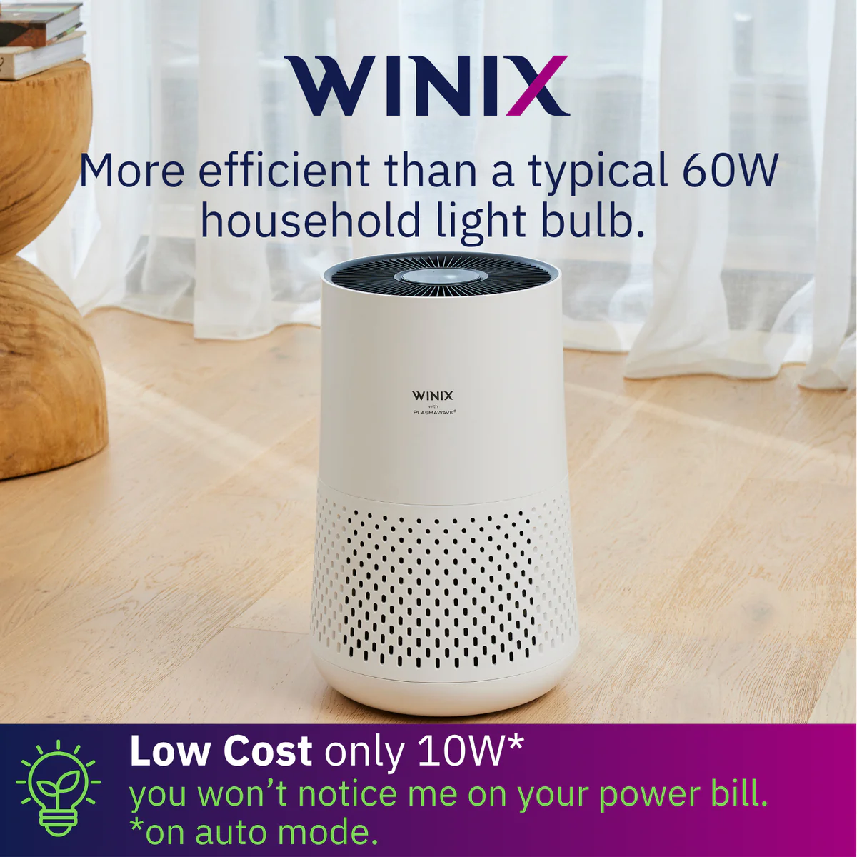 Winix Compact Air Purifier - 4 Stage Filtration - 59m² - White - Image 4
