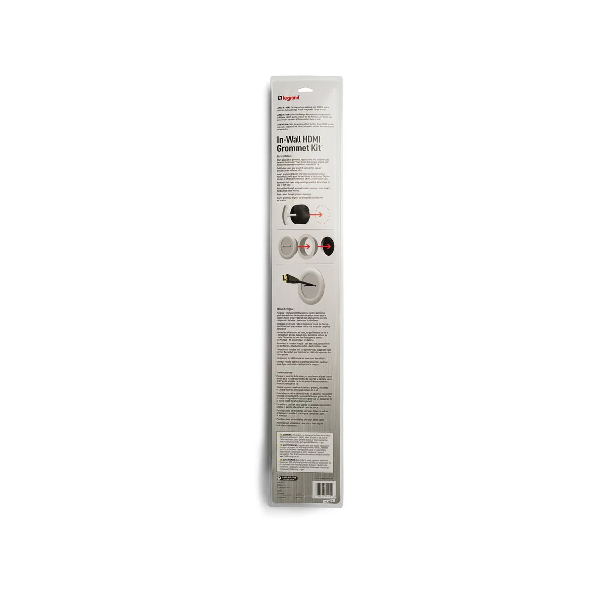 Wiremold In Wall HDMI Grommet Kit - 2 Pack - 140mm x 45mm - White - Cable Management - Image 3