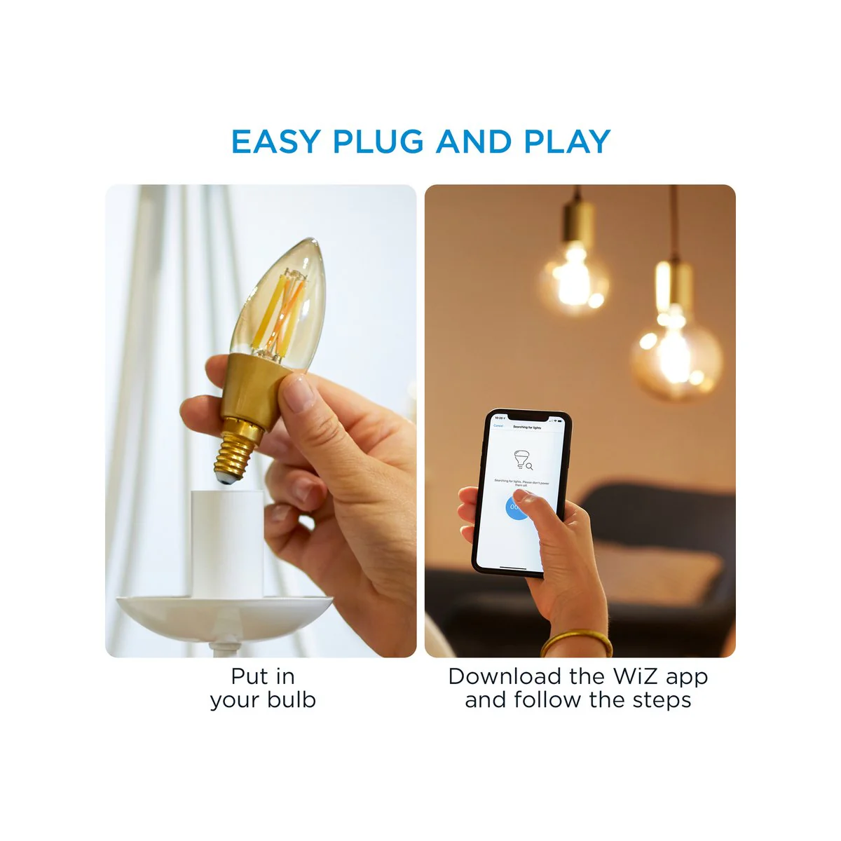 Wiz P45 E14 LED Smart Filament Candle - 4.9W - 470lm - Tuneable White - App Controlled - Image 5