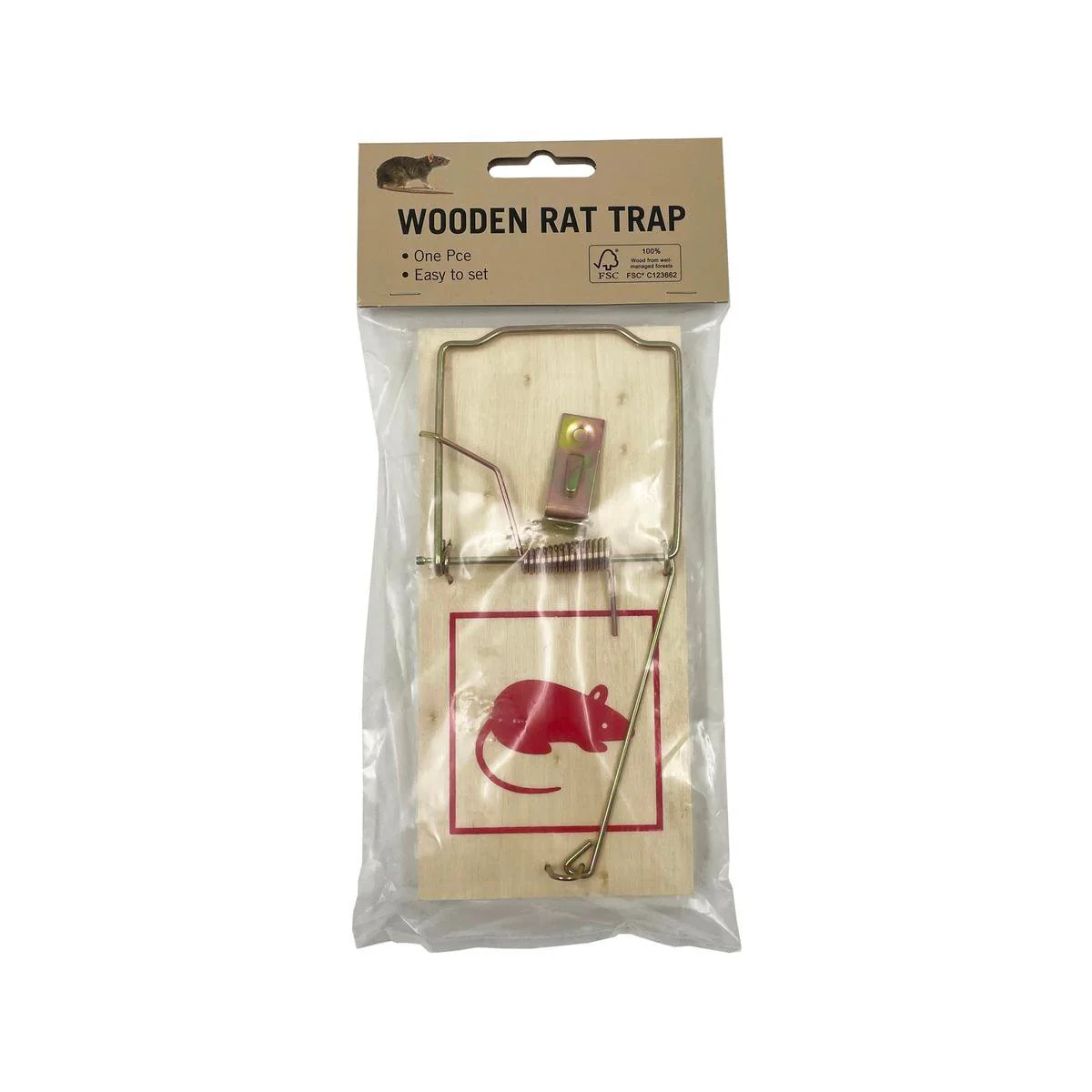 Wooden Rat Trap - Classic Spring Trap - 80mm x 170mm - High Sensitivity